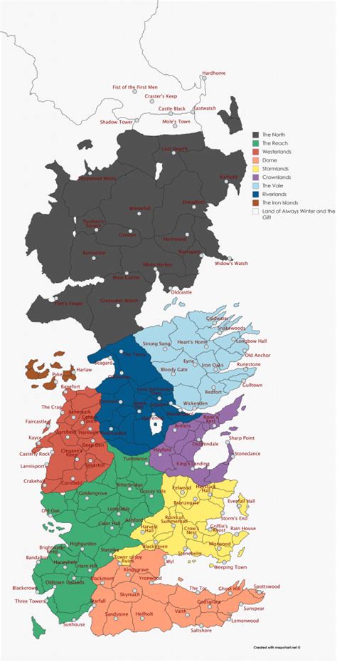 Westeros Houses Map (Game of Thrones/aSoIaF) .